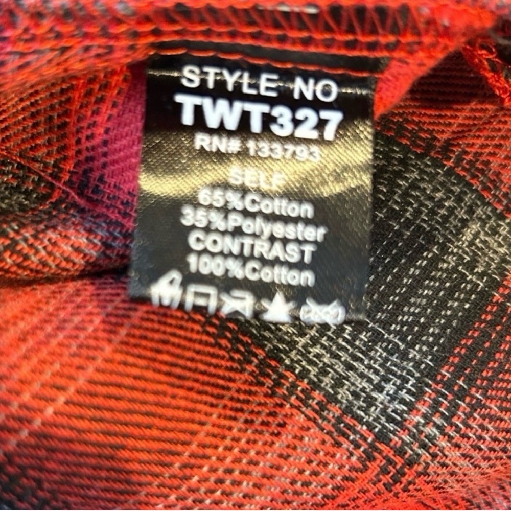 Pol Button Front Lightweight Flannel Red And Blac… - image 4